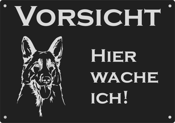 Aluminium Warnschild Deutscher Schäferhund VORSICHT Hier wache ich!